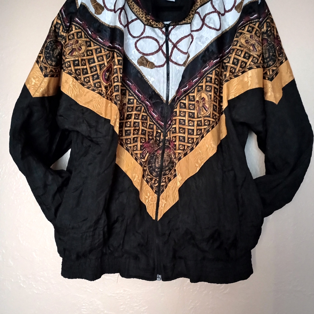 Vintage Lauren Brooke Scarf Print Windbreaker Jacket Size L